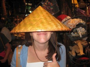 Chandra wearing traditional Vietnamese Hat